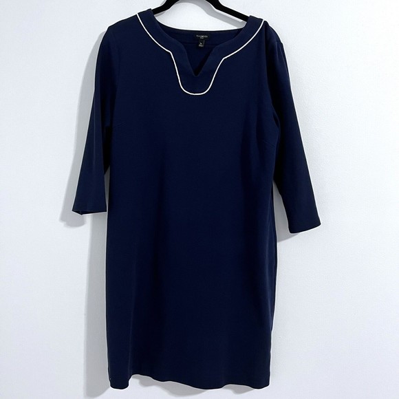 Talbots Dresses & Skirts - Talbots Petite Navy Blue Shift Slip On Dress Size L P Nautical Casual Minimal